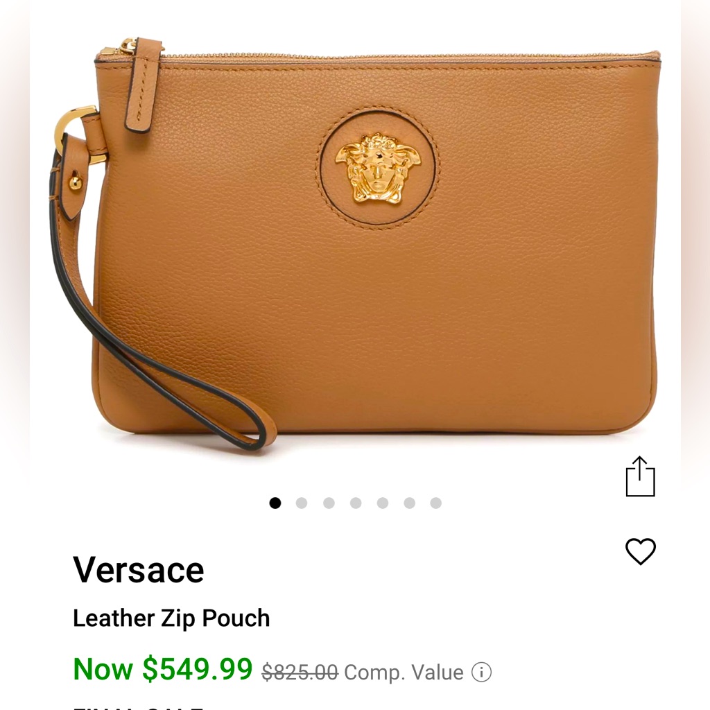 Versace Leather Top Zip Clutch/Wristlet